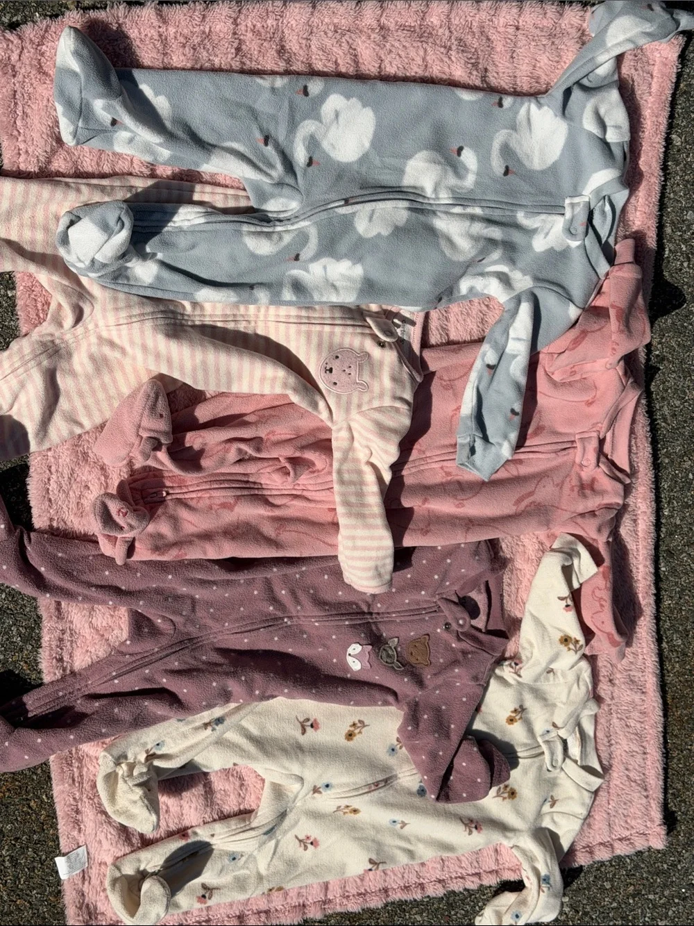 Carter's Pastel Footed Baby Rompers in Blue, Pink, Purple & Cream
